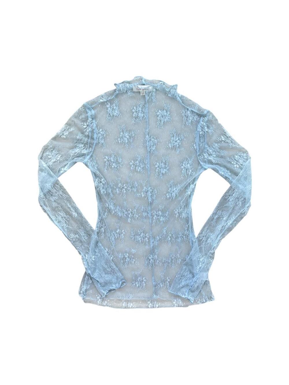 NEW Lace Baby Blue Mock Neck Top